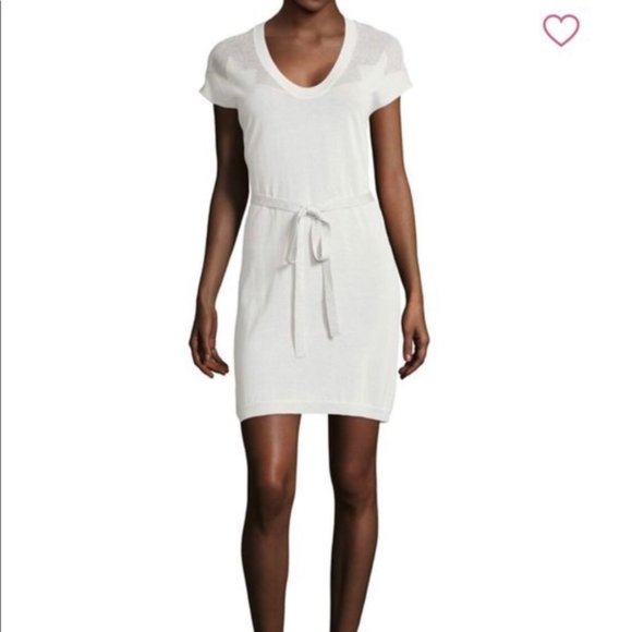 Zadig & Voltaire White Metallic Belted Knit Dress Medium